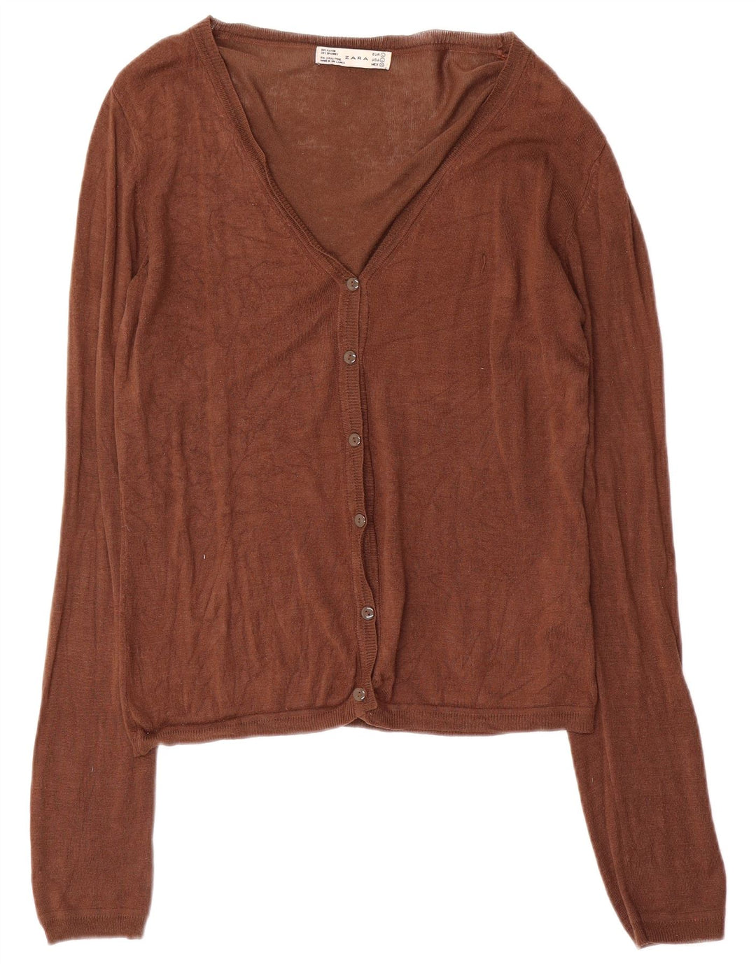 Zara Γυναικεία Ζακέτα UK 16 Large Brown Rayon