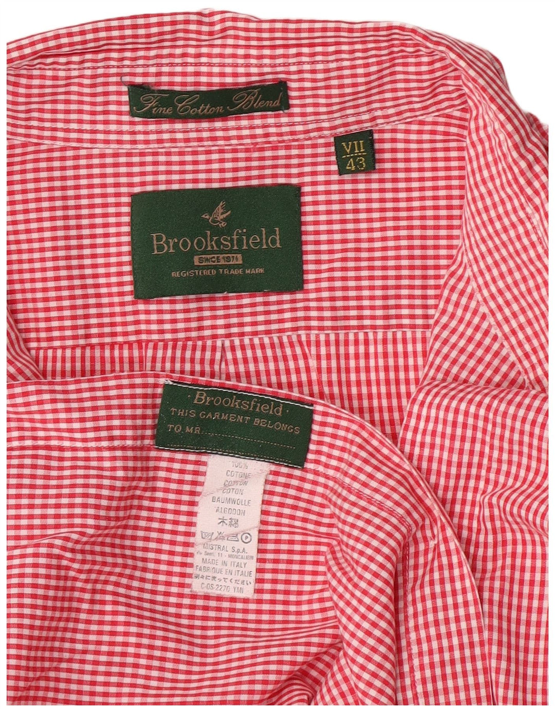 Ανδρικό πουκάμισο Brooksfield 43 XL Κόκκινο βαμβακερό Gingham
