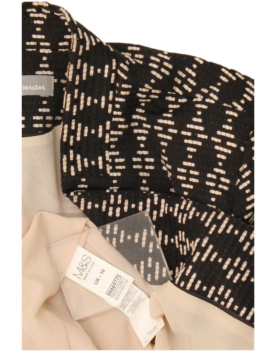 Marks & Spencer Γυναικείο Open Blazer Jacket UK 16 Large Black Geometric