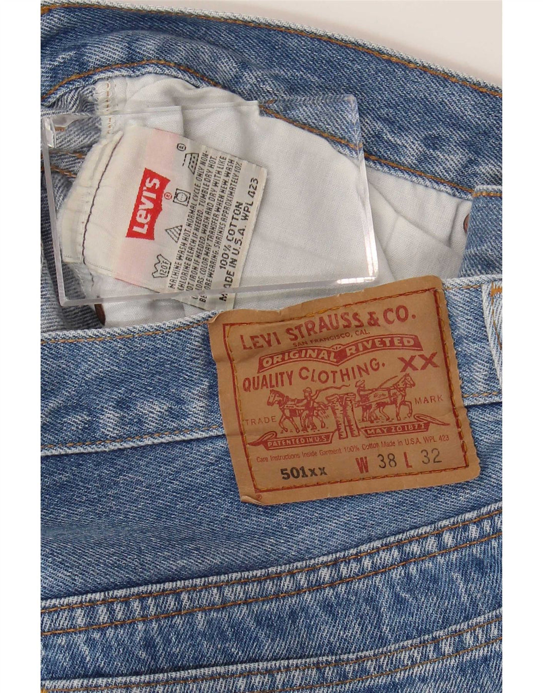 Levi's Mens 501 Straight Jeans W38 L29 Μπλε Βαμβακερό