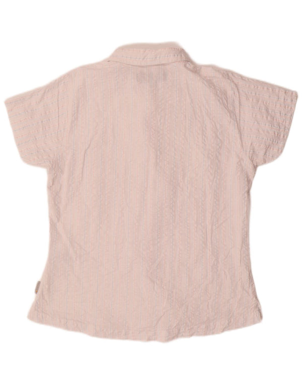 Regatta γυναικείο κοντομάνικο πουκάμισο UK 14 μεγάλο λευκό ριγέ βαμβακερό