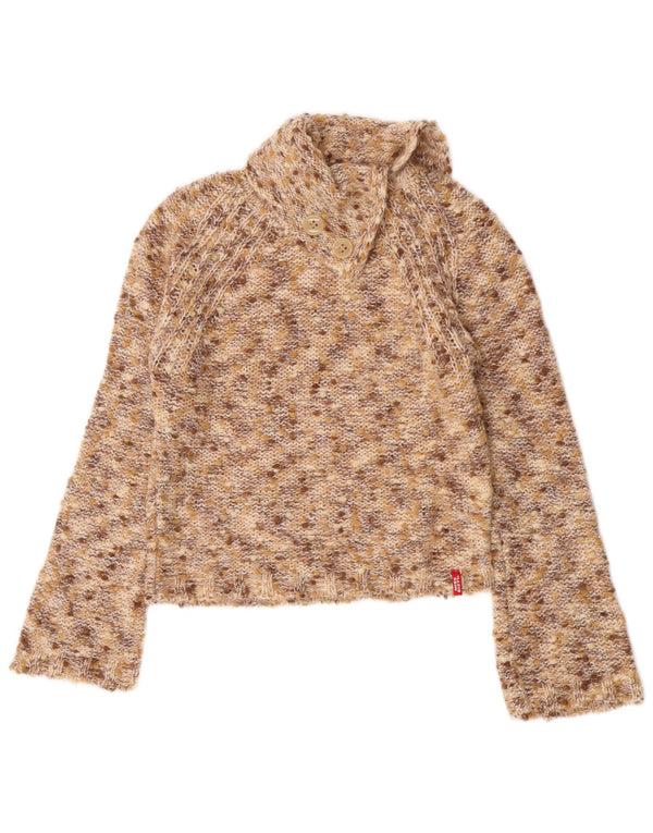 Miss Sixty Γυναικείο Crop Roll Neck Jumper πουλόβερ UK 14 Large Brown Flecked