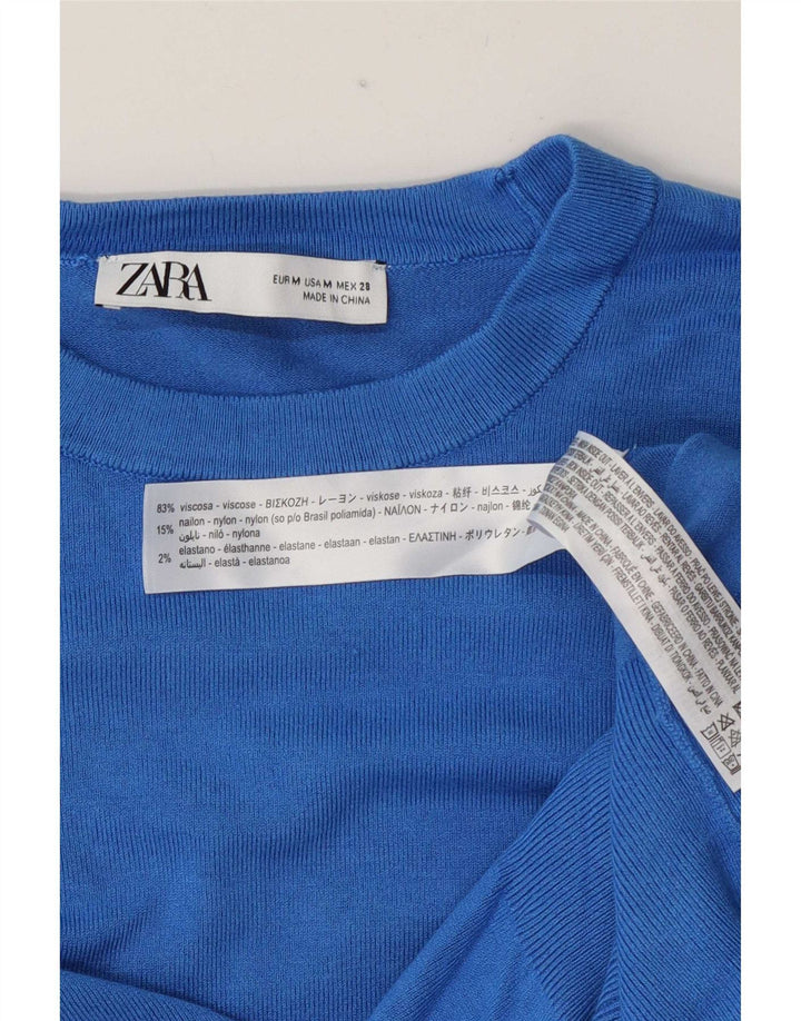 Zara Γυναικείο πουλόβερ με λαιμόκοψη UK 12 μεσαία μπλε βισκόζη