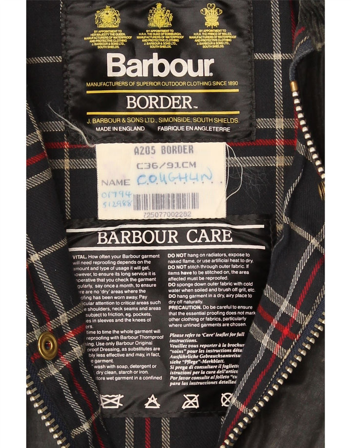 Ανδρικό Βαμβακερό παλτό Barbour Border UK 36 Small Black