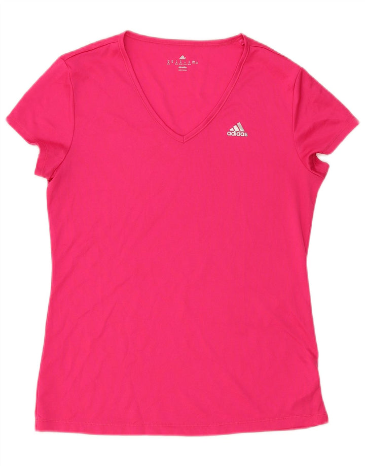 Adidas Γυναικείο T-Shirt Climalite Top UK 12/14 Medium Pink Polyester