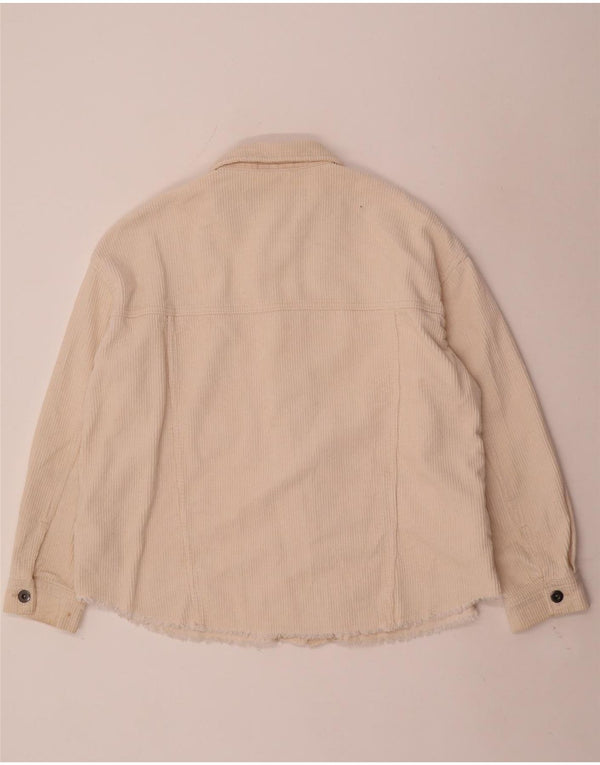 Zara Γυναικείο υπερμεγέθη κοτλέ πουκάμισο UK 10 Small Off White Βαμβακερό