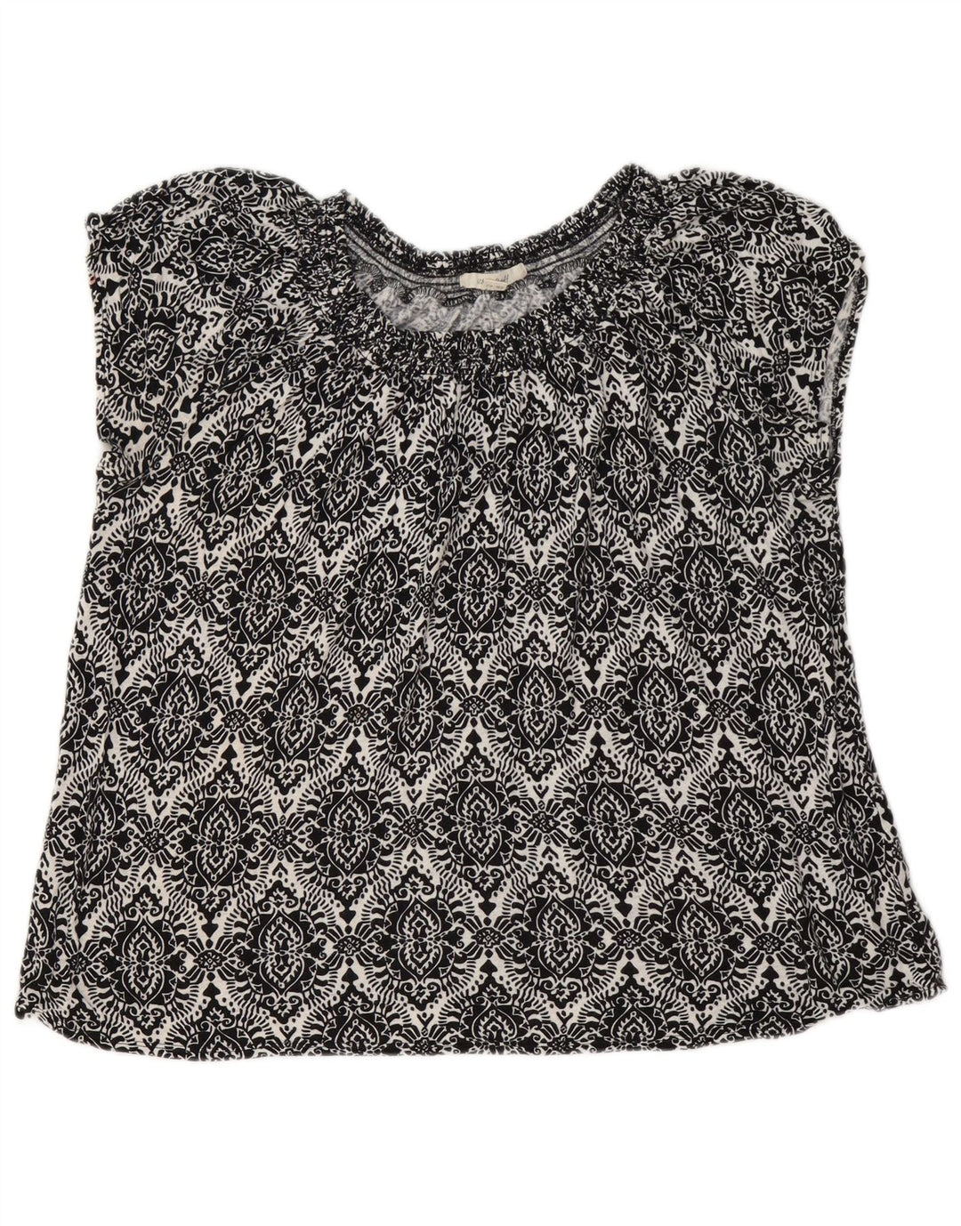 White Stuff Γυναικεία Μπλούζα Τοπ UK 14 Large Μαύρα Λευκά Paisley