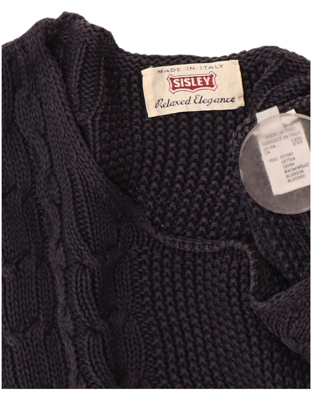 Γυναικείο πουλόβερ SISLEY Boat Neck Jumper UK 14 Medium Navy Blue