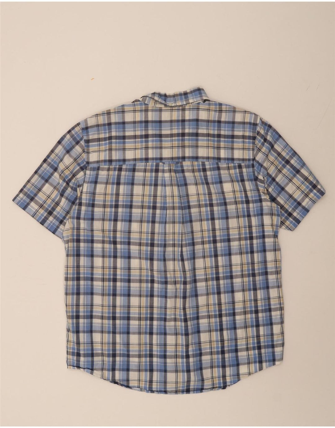 CHAPS Mens Short Sleeve Shirt Large Blue Check Cotton Vintage Chaps and Second-Hand Chaps from Messina Hembry 