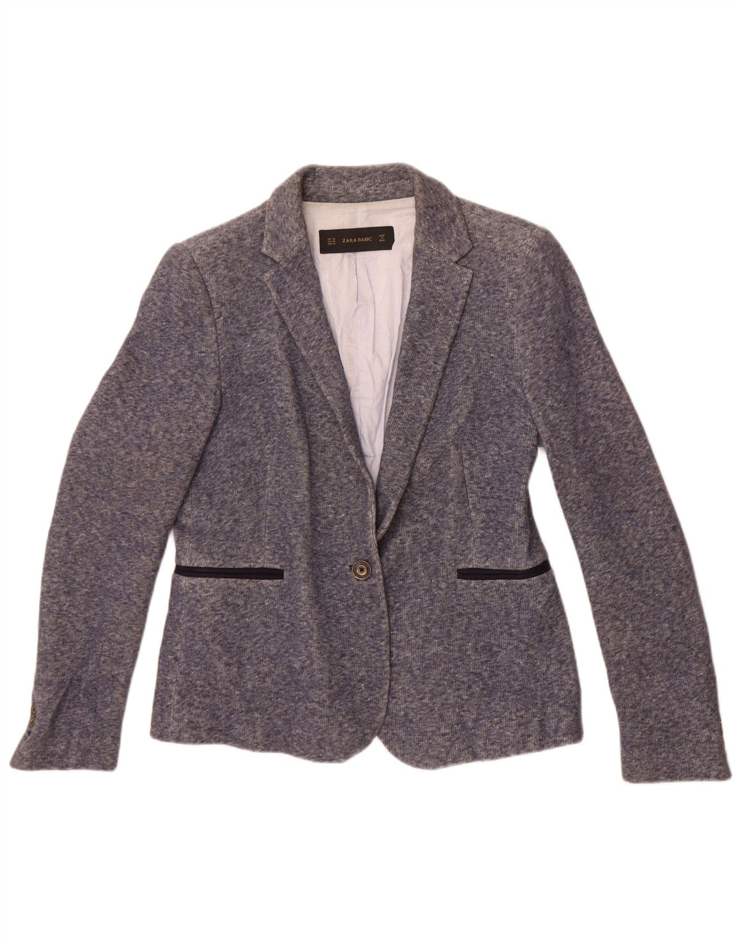 Zara Γυναικείο σακάκι 1 κουμπιού blazer UK 18 XL από βαμβακερό μπλε κουμπάκι