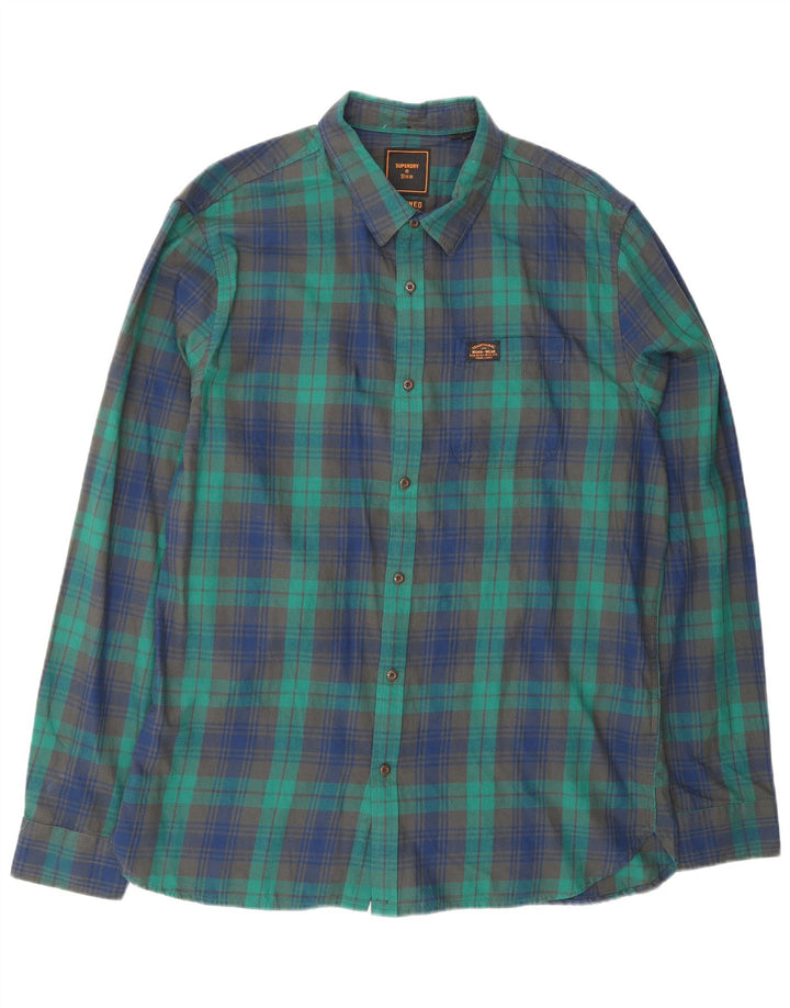 Ανδρικό φανελένιο πουκάμισο SUPERDRY 2XL Green Check Cotton