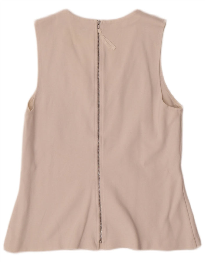 J. Crew Γυναικεία Αμάνικη Μπλούζα Τοπ UK 12 Μεσαίο Λευκό Βαμβακερό