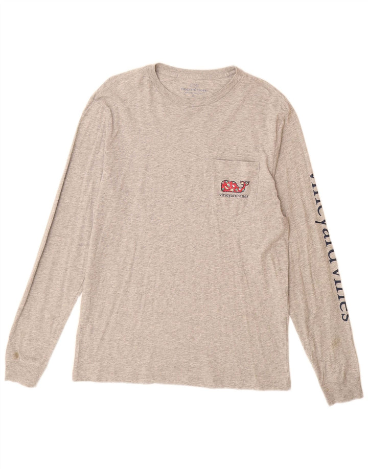 Vineyard Vines Ανδρικό γραφικό τοπ μακρυμάνικο μικρό γκρι βαμβακερό