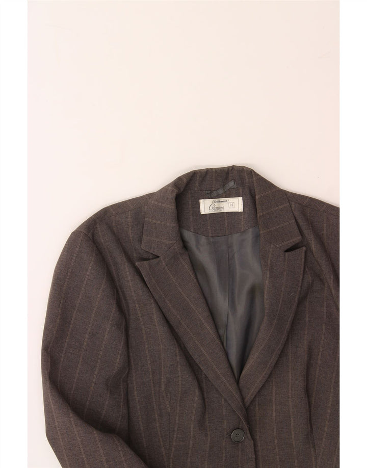 ST. BERNARD Womens 2 Button Blazer Jacket UK 14 Medium Grey Pinstripe Vintage St. Bernard and Second-Hand St. Bernard from Messina Hembry 