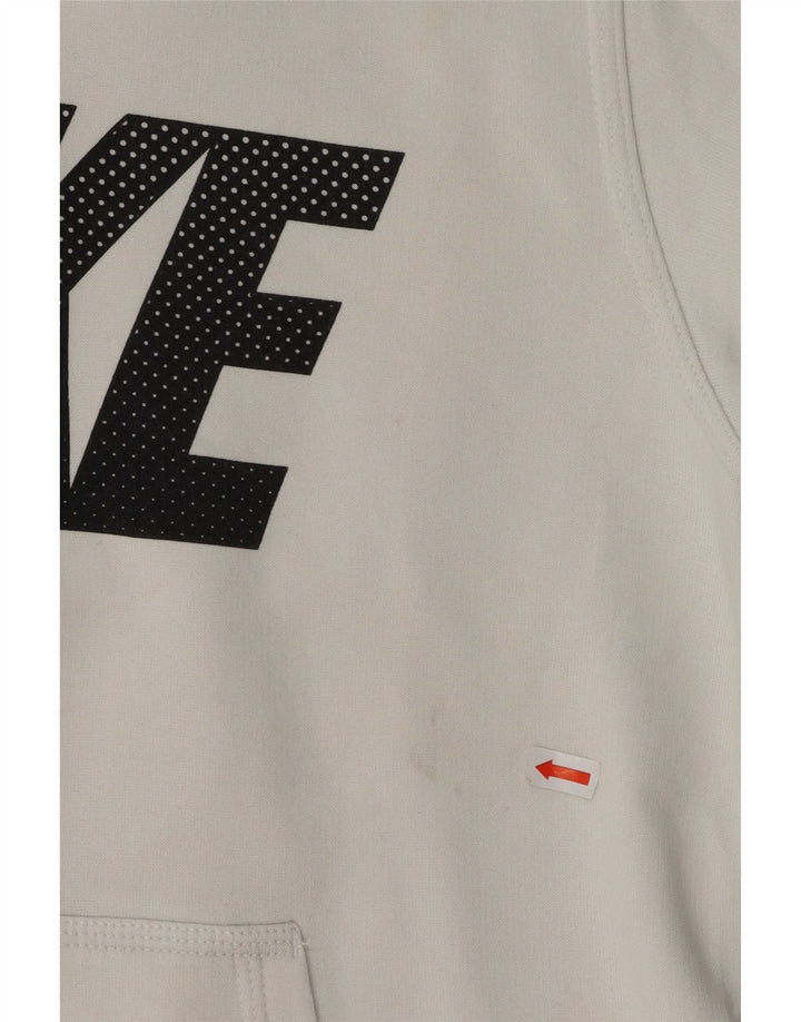 NIKE Mens Graphic Hoodie Jumper Small White Cotton