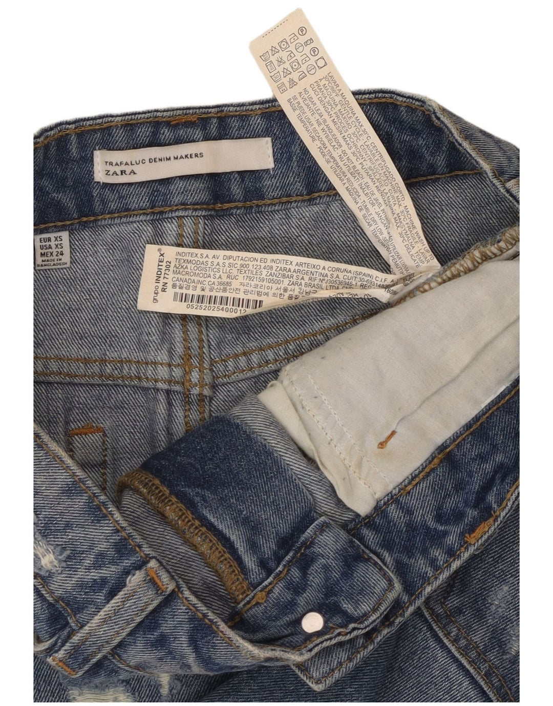 ZARA Γυναικεία Trafaluc Μίνι τζιν φούστα XS W24 Μπλε βαμβακερή