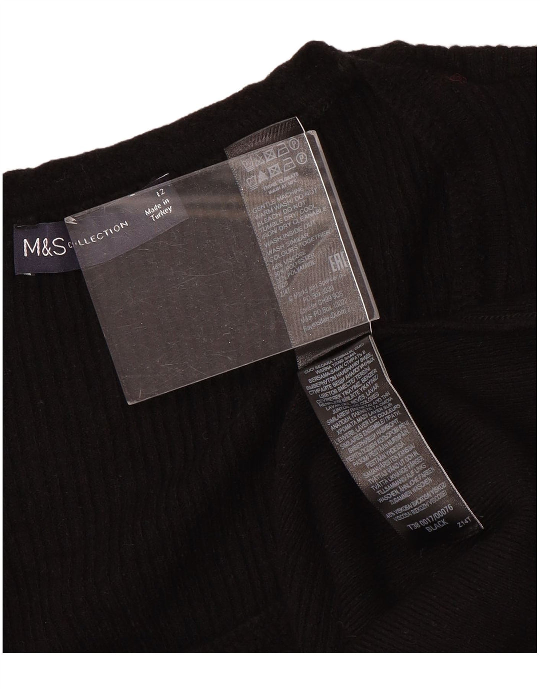 Marks & Spencer Γυναικείο πουλόβερ με λαιμόκαυστο UK 12 μέτριο μαύρο βισκόζη