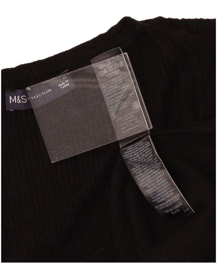 Marks & Spencer Γυναικείο πουλόβερ με λαιμόκαυστο UK 12 μέτριο μαύρο βισκόζη