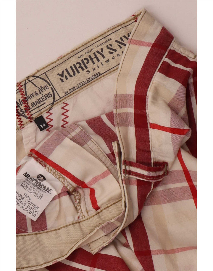 Murphy & Nye Ανδρικό σορτς Chino W34 Μεγάλο κόκκινο καρό βαμβακερό