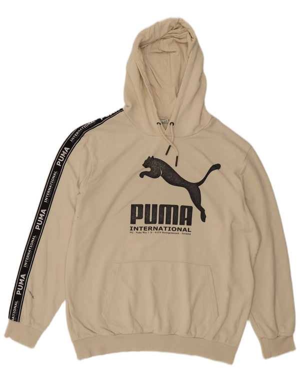 Ανδρικό γραφικό φόρεμα με κουκούλα Puma, μεσαίο σε λευκό χρώμα