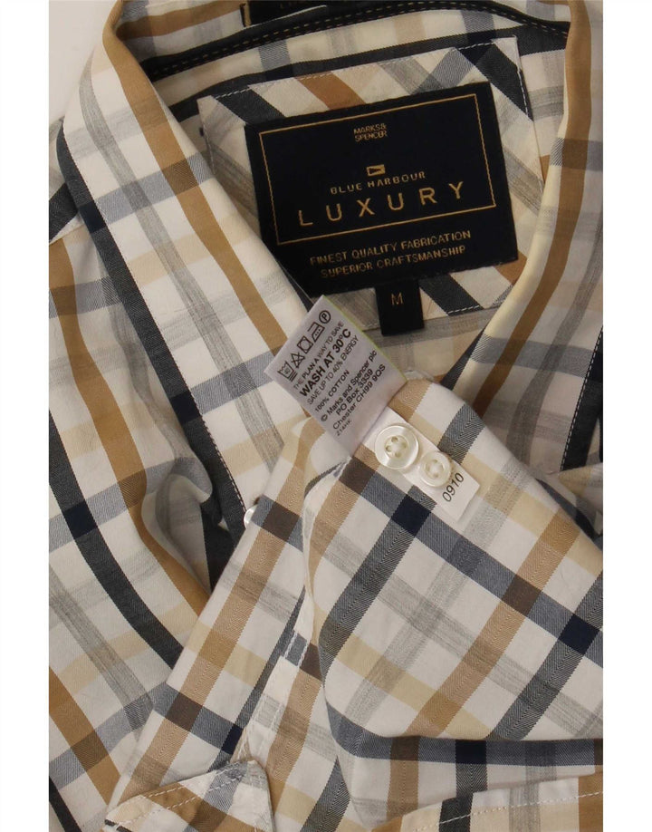 Marks & Spencer Ανδρικό πουκάμισο Μπλε Harbour Μεσαίο πολύχρωμο βαμβακερό Gingham