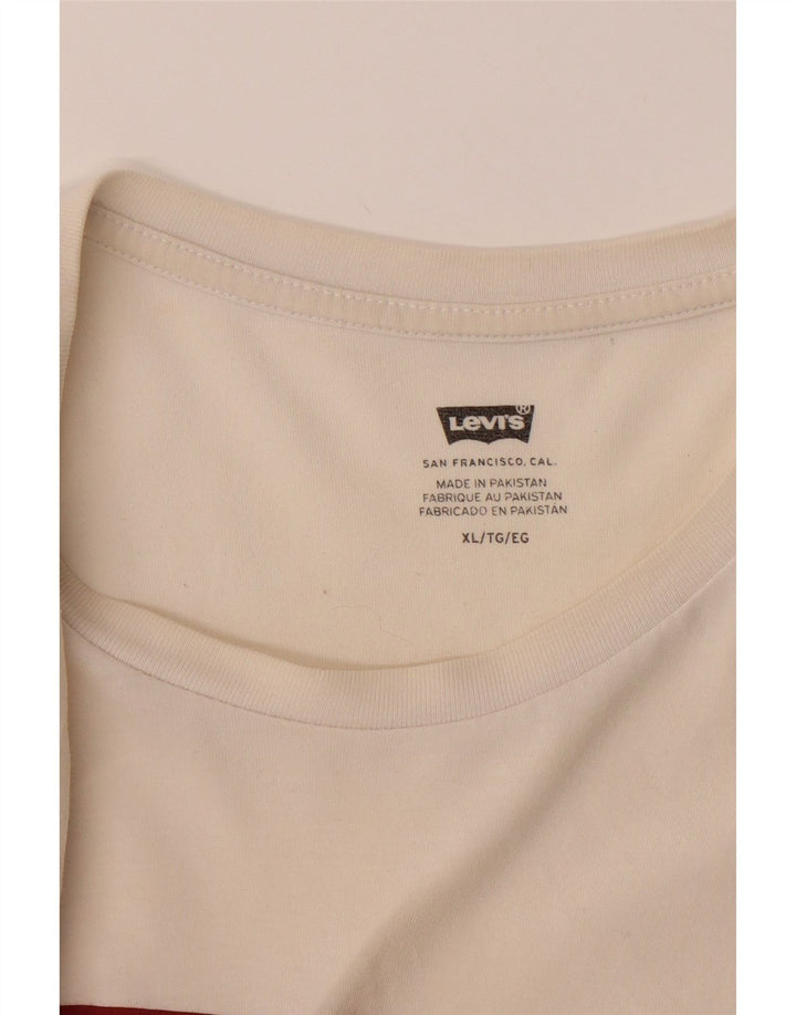 LEVI'S Mens Graphic T-Shirt Top XL White Vintage Levi's and Second-Hand Levi's from Messina Hembry 