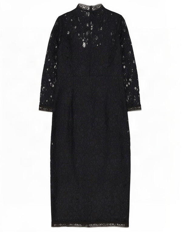 Zara Γυναικείο φόρεμα μάξι με δαντέλα UK 12 Medium Navy Blue Floral