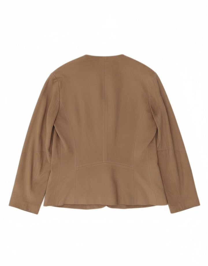 Zara γυναικεία ζακέτα με μανίκια 3/4 τοπ UK 14 μεσαίο μπεζ πολυεστέρας