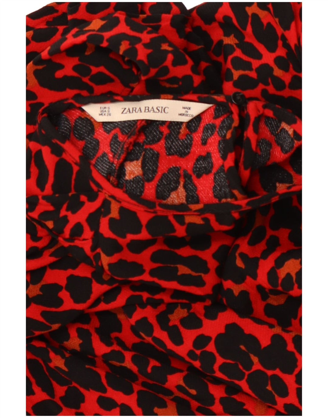 ZARA Γυναικεία μπλούζα με μανίκια 3/4 τοπ UK 10 Small Red Animal Print
