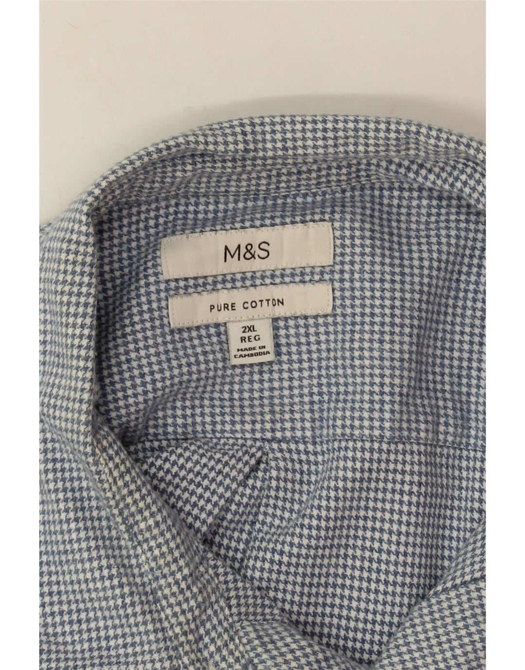 Marks & Spencer Ανδρικό Φανελένιο Πουκάμισο 2XL Μπλε Houndstooth Βαμβακερό