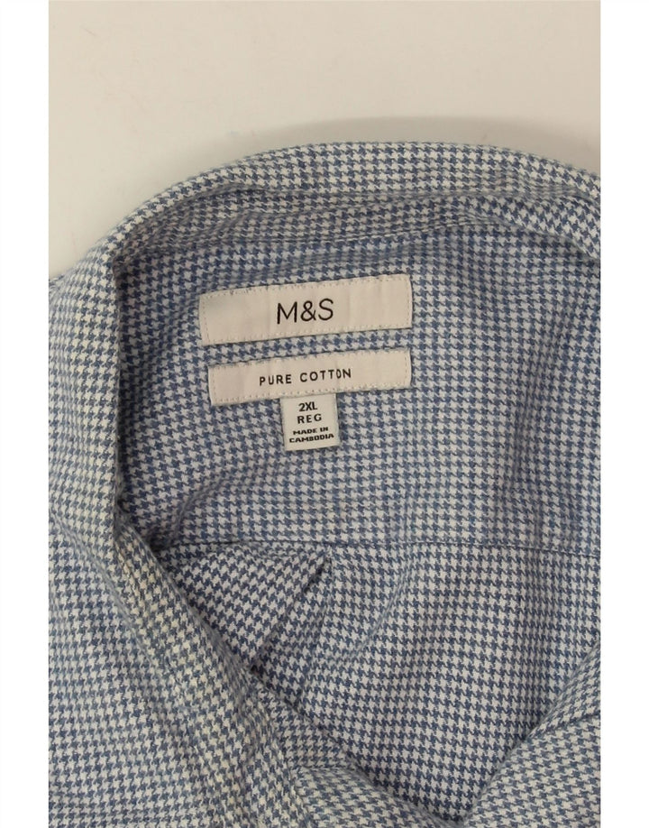 Marks & Spencer Ανδρικό Φανελένιο Πουκάμισο 2XL Μπλε Houndstooth Βαμβακερό