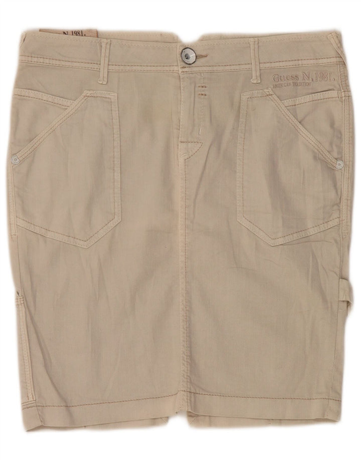 Guess Γυναικεία Τζιν Φούστα Cargo W28 Βαμβακερό μεσαίο μπεζ