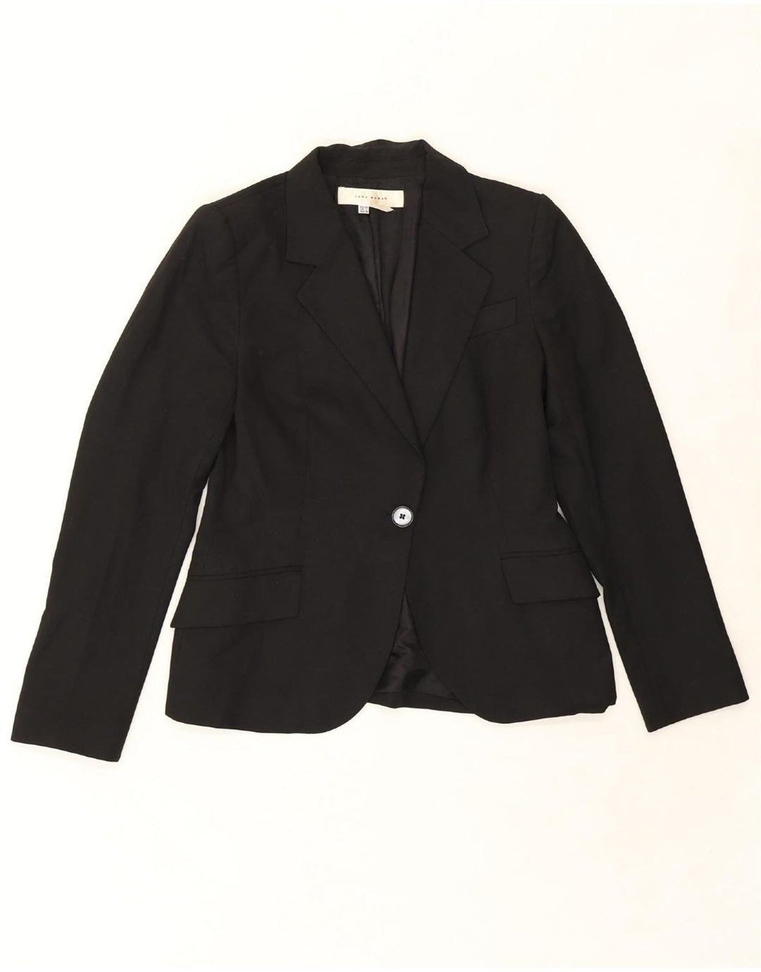 ZARA Womens 1 Button Blazer Jacket EU 40 Medium Black Polyester Vintage Zara and Second-Hand Zara from Messina Hembry 