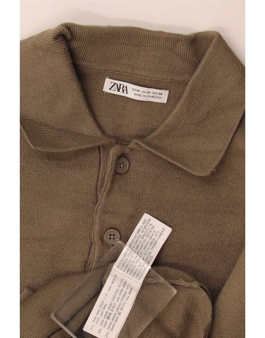 Ανδρικό πουλόβερ Zara Polo Neck Jumper Medium Khaki Viscose