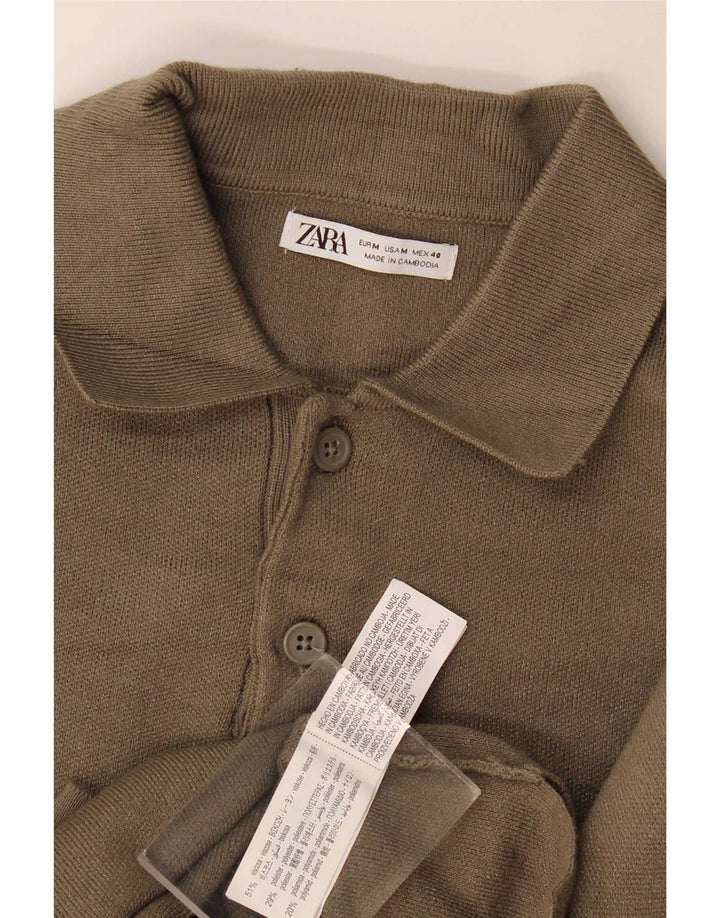 Ανδρικό πουλόβερ Zara Polo Neck Jumper Medium Khaki Viscose