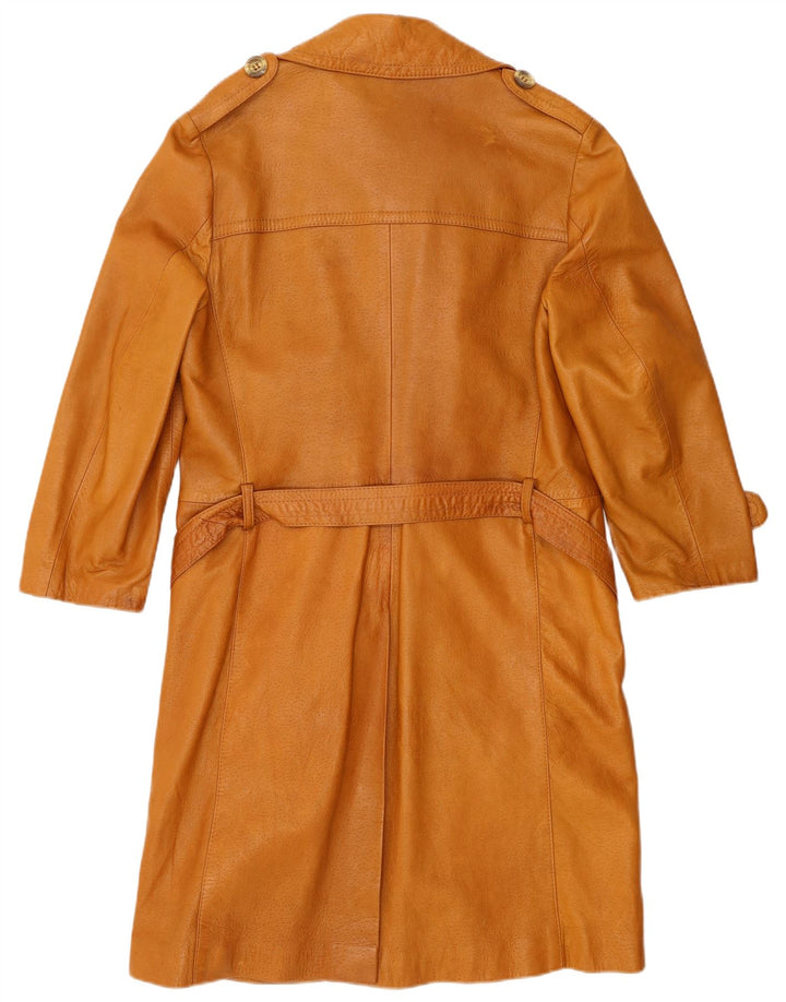 VINTAGE Ανδρικό Στρατιωτικό Δερμάτινο Παλτό EU 46 Small Beige