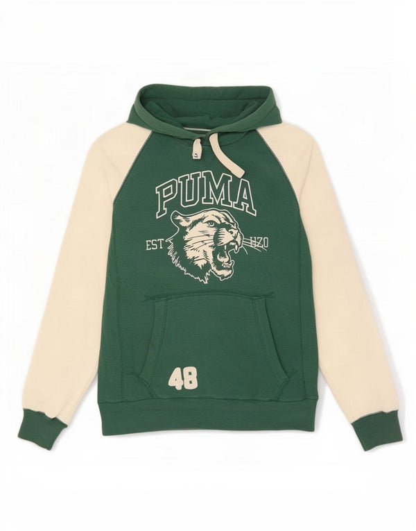 Ανδρικό γραφικό κουκούλα Puma, μεσαίο πράσινο χρώμα, βαμβακερό