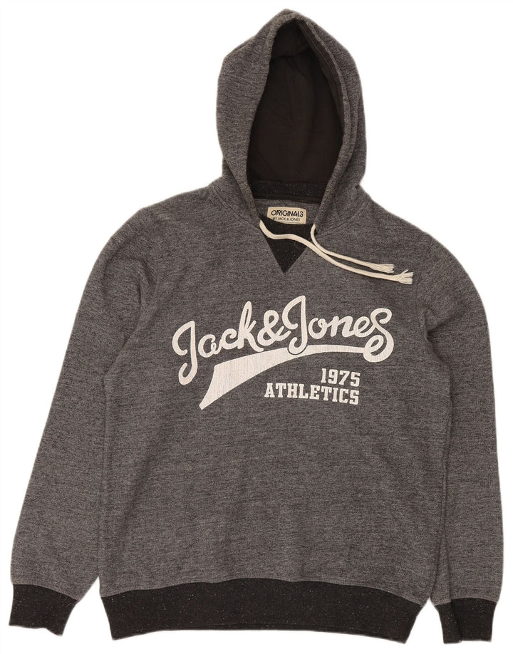 Jack & Jones Ανδρικά γραφικά με κουκούλα, μεσαίου γκρι πολυεστέρας