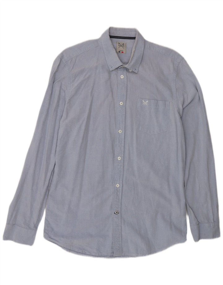 Ανδρικό πουκάμισο Crew Clothing μεγάλο μπλε βαμβακερό
