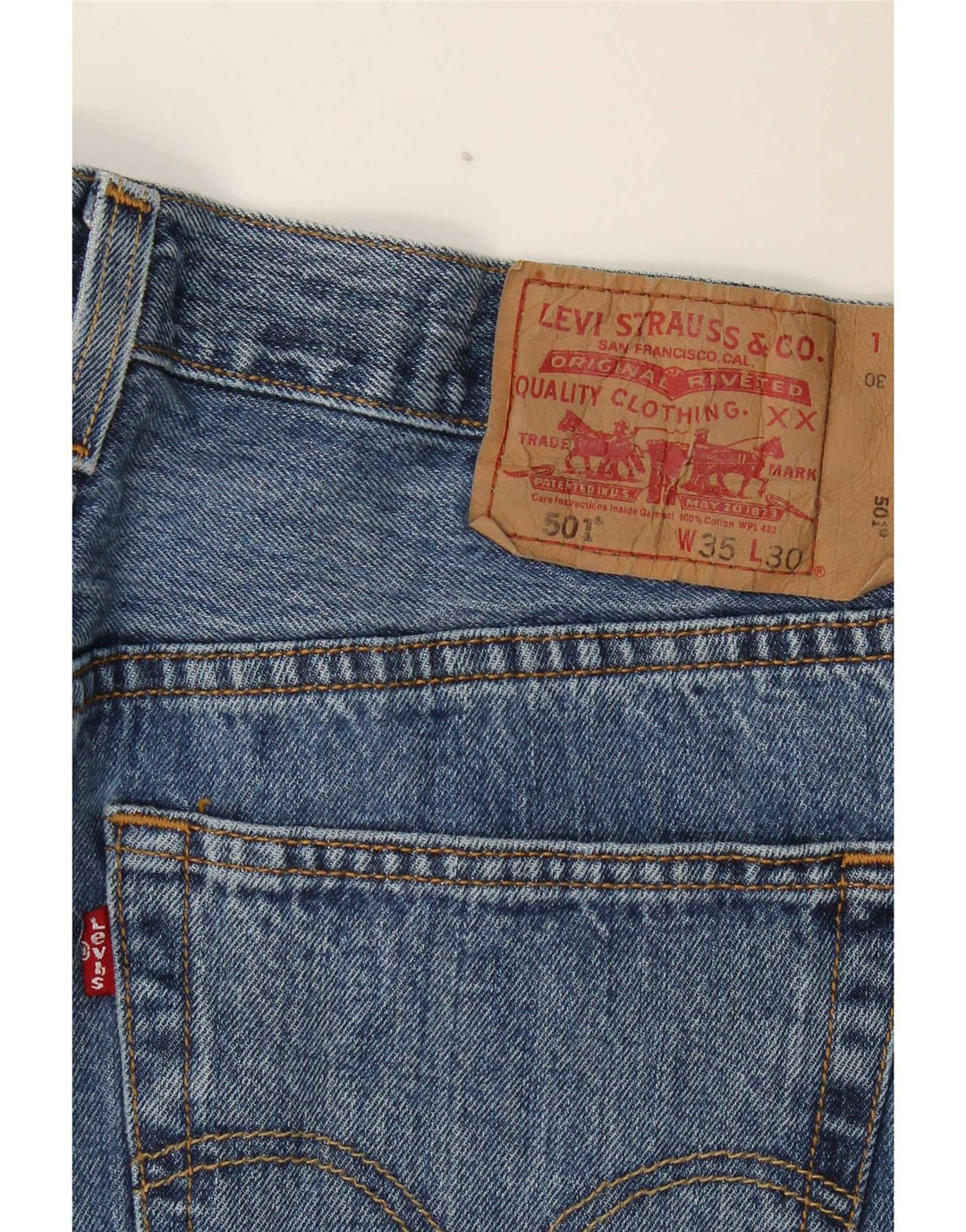 Levi's Mens 501 Straight Jeans W35 L30 Blue Cotton