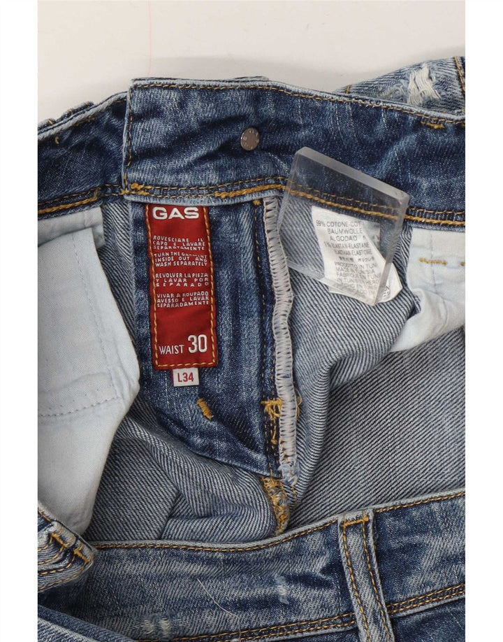 Gas Womens Distressed Straight Jeans W30 L30 Blue Cotton