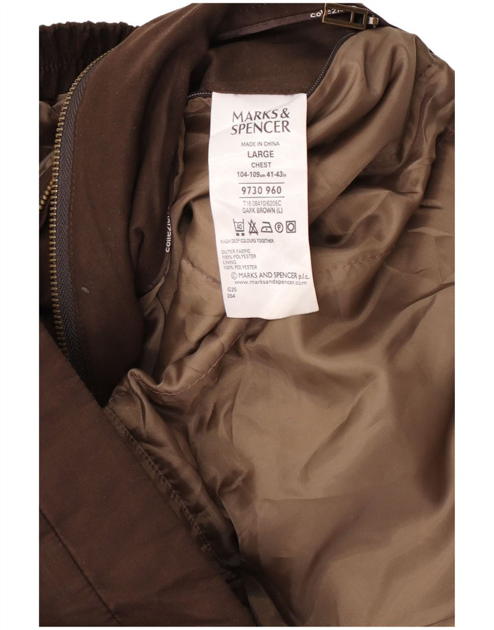 Marks & Spencer Mens Bomber Jacket UK 40 Large Brown Polyester