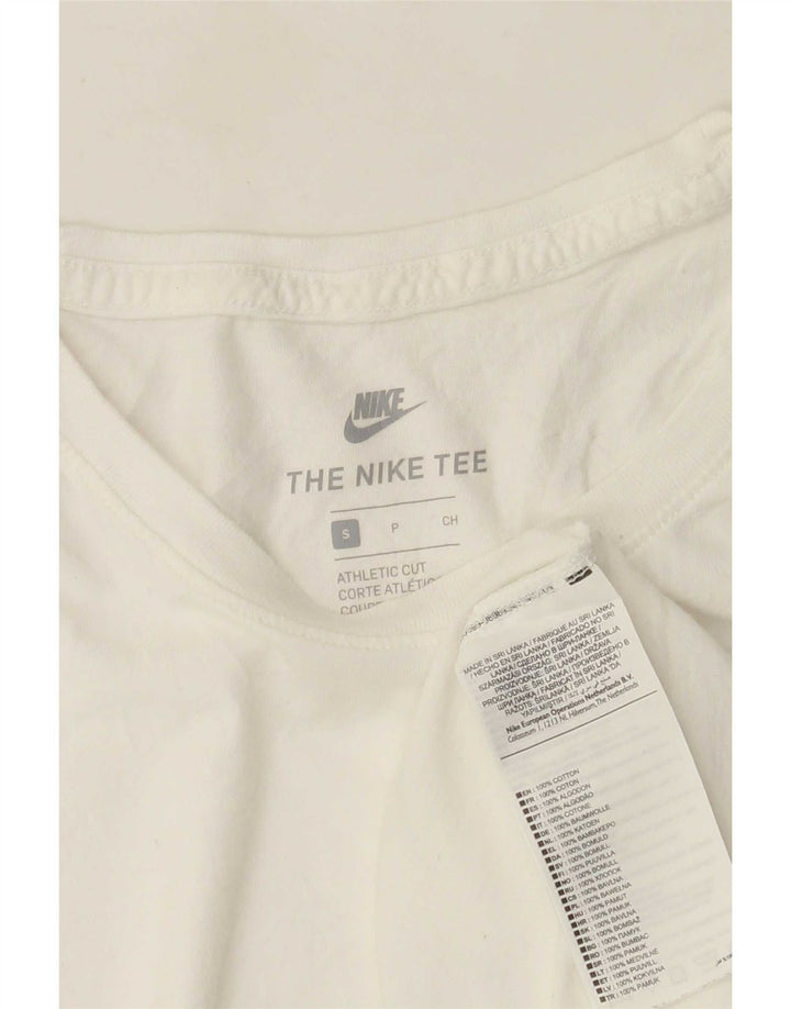 Ανδρικό μπλουζάκι Nike με κοπή, μικρό λευκό βαμβακερό