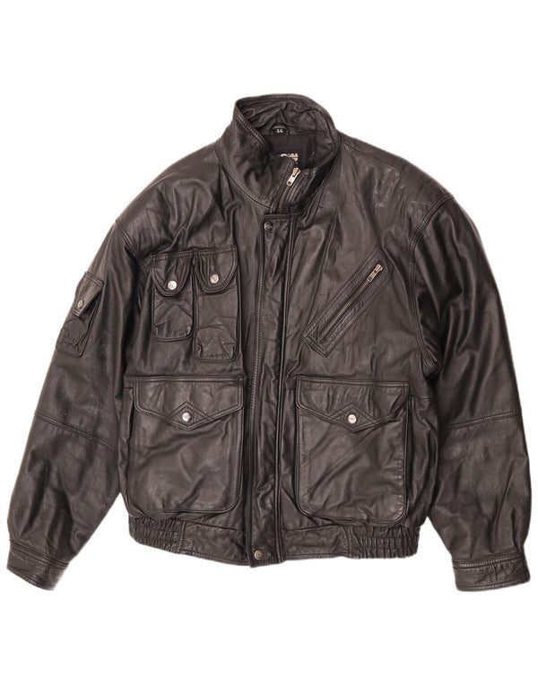 Vintage Ανδρικό Δερμάτινο Μπουφάν UK 44 2XL Μαύρο Δερμάτινο