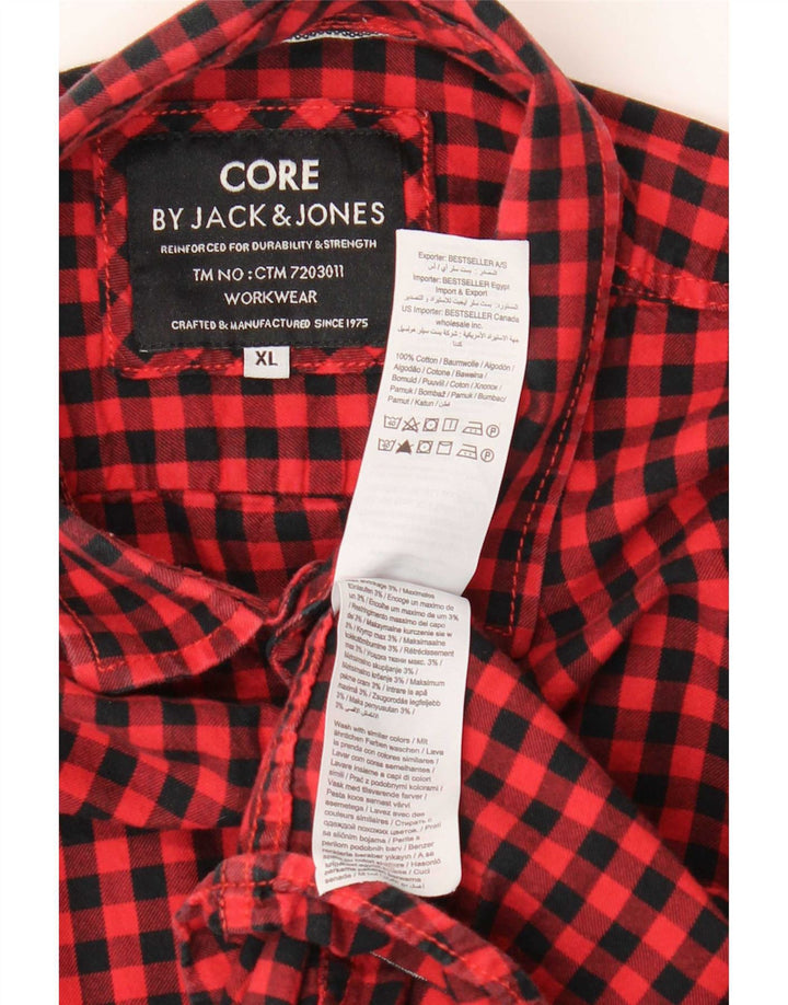 Ανδρικό πουκάμισο Jack & Jones XL Κόκκινο βαμβακερό Gingham