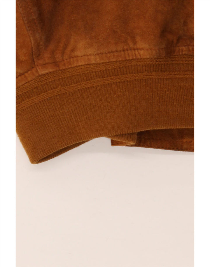 Vintage Ανδρικό Suede Bomber Jacket IT 52 XL Καφέ Δερμάτινο