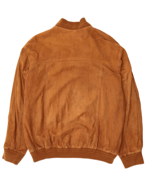 Vintage Ανδρικό Suede Bomber Jacket UK 42 XL Beige Leather
