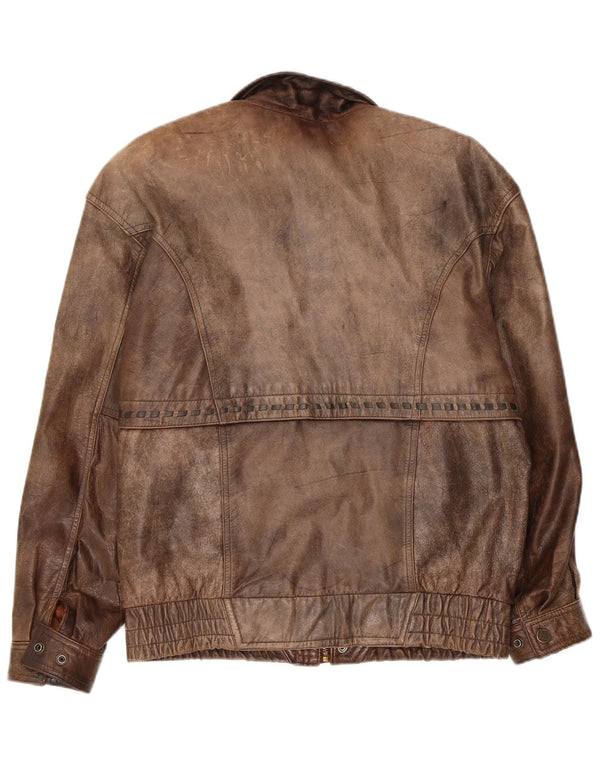 Vintage Ανδρικό Bomber Δερμάτινο Μπουφάν EU 48 Δερμάτινο Μεσαίο Καφέ