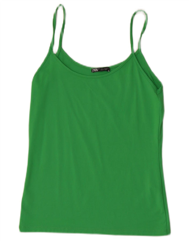 Zara Womens Cami Top UK 14 Large Green Polyamide