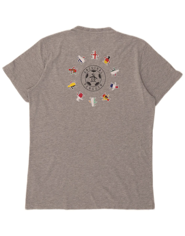 Ανδρικό γραφικό T-Shirt Penguin Top μεγάλο γκρι βαμβακερό
